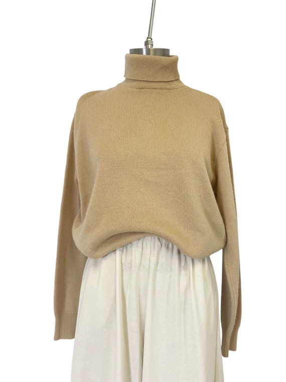 NICOLE Vintage Size M Gold Metallic Polyester Blend Knit Turtleneck Sweater main image 1