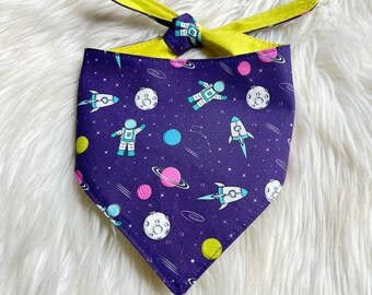 Out of This World Astronaut Dog Bandana, Outer Space, Stars and Planets, Summertime Personalized Create Your Own Tie on Scarf