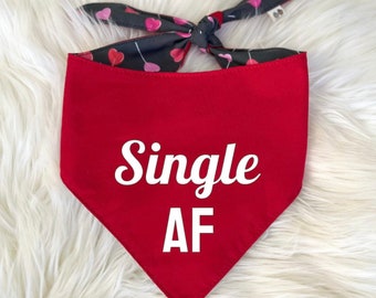 Single AF Dog Bandana, Valentines Day Red Heart Lollipops, Sweet as Candy Personalized, Create Your Own Reversible Tie on Scarf