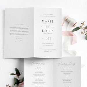 St. Zelie- Catholic Wedding Program Template Nuptial Mass Program Classic Church Custom Printable Foldable Editable DIY Instant Download