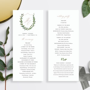 St. Hannah- Catholic Wedding Program Template with Mass Custom Church Botanical Monogram Greenery Printable Editable DIY Instant Download