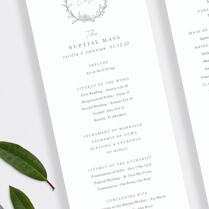 St. Cecilia Catholic Wedding Program Template, Custom Nuptial Mass ...