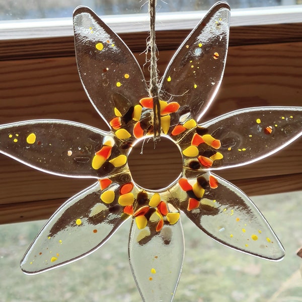 Sonnenblume aus Glas...Fensterschmuck...Wohndekor...Geschenkidee