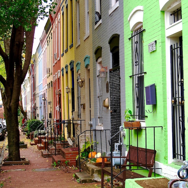 Vertical Photo Print - Colorful Washington, DC Rowhouses - Architecture & Cityscape Photography