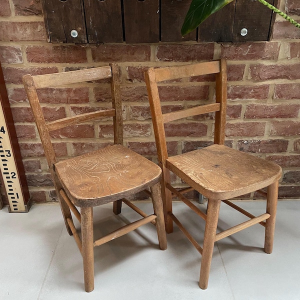 A Pair of Vintage Wooden Childs Chairs