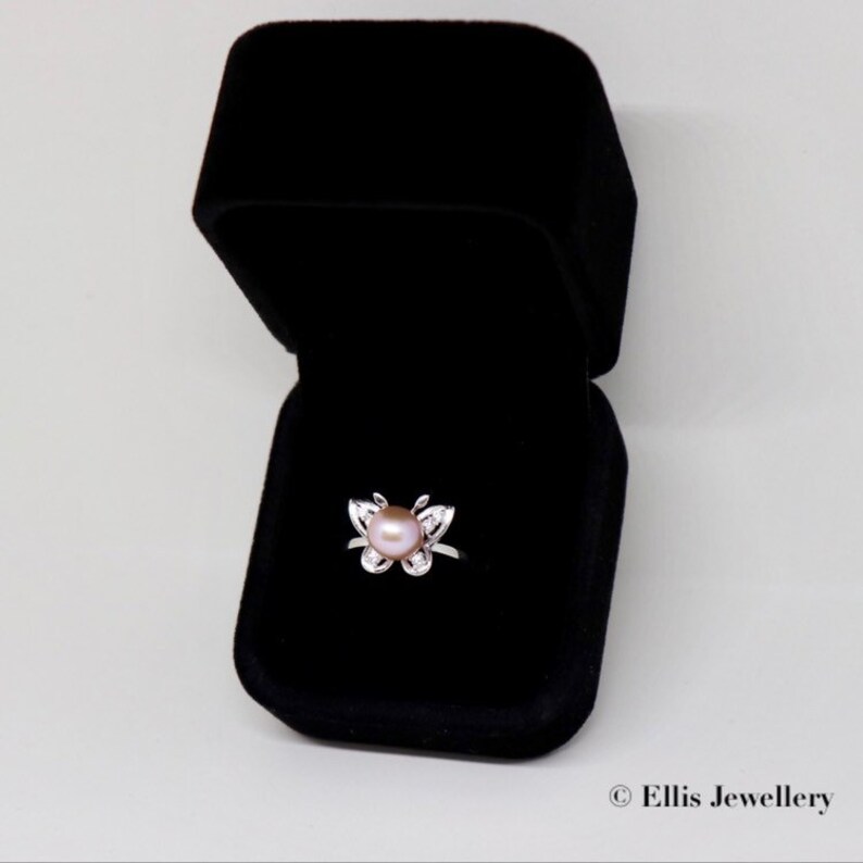 Ivory Pink Pearl Ring Sterling Silver Handmad Valentines Day Gift Dainty Pearl ring Mothers Day Gift Ellis Jewellery Pearl Jewellery
