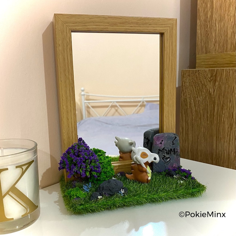 Cubone Mirror  Diorama  Dorm Decor  Gifts  Vanity Mirror  image 1