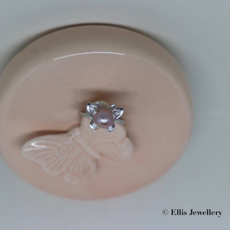Ivory Pink Pearl Ring Sterling Silver Handmad Valentines Day Gift Dainty Pearl ring Mothers Day Gift Ellis Jewellery Pearl Jewellery