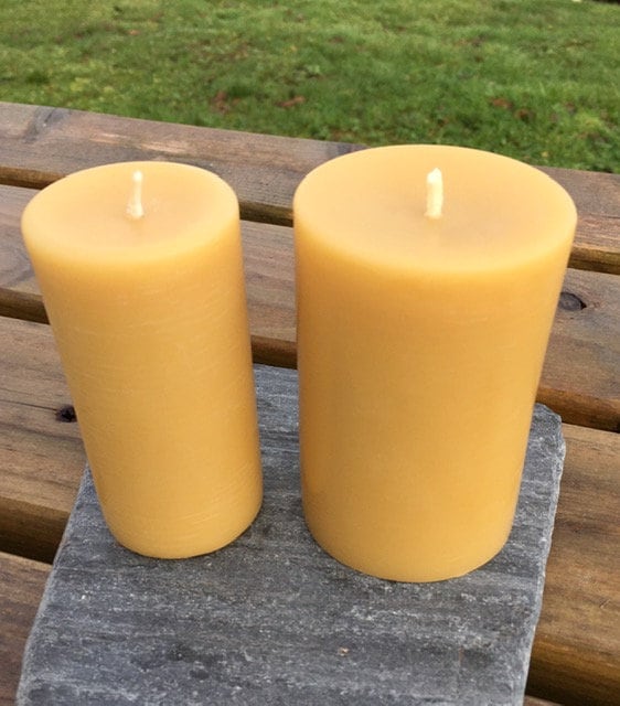 Small Rustic Beeswax Pillar Candle 4.5x9.5cm Pure Natural Scottish