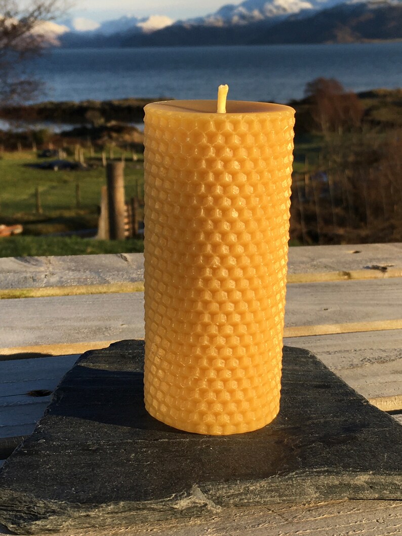 Beeswax Pillar Candle Pure Scottish Beeswax Hand Etsy