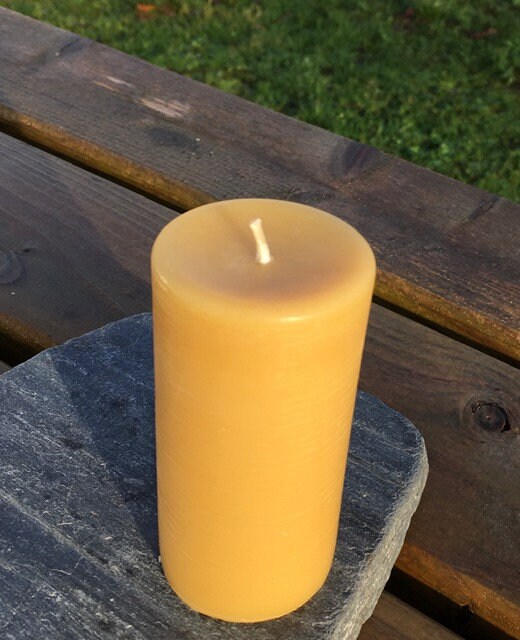 Small Rustic Beeswax Pillar Candle 4.5x9.5cm Pure Natural Scottish