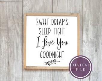 sweet dreams svg, i love you svg, sweet dreams dxf, farmhouse style svg, farmhouse bedroom printable, goodnight svg, goodnight print,
