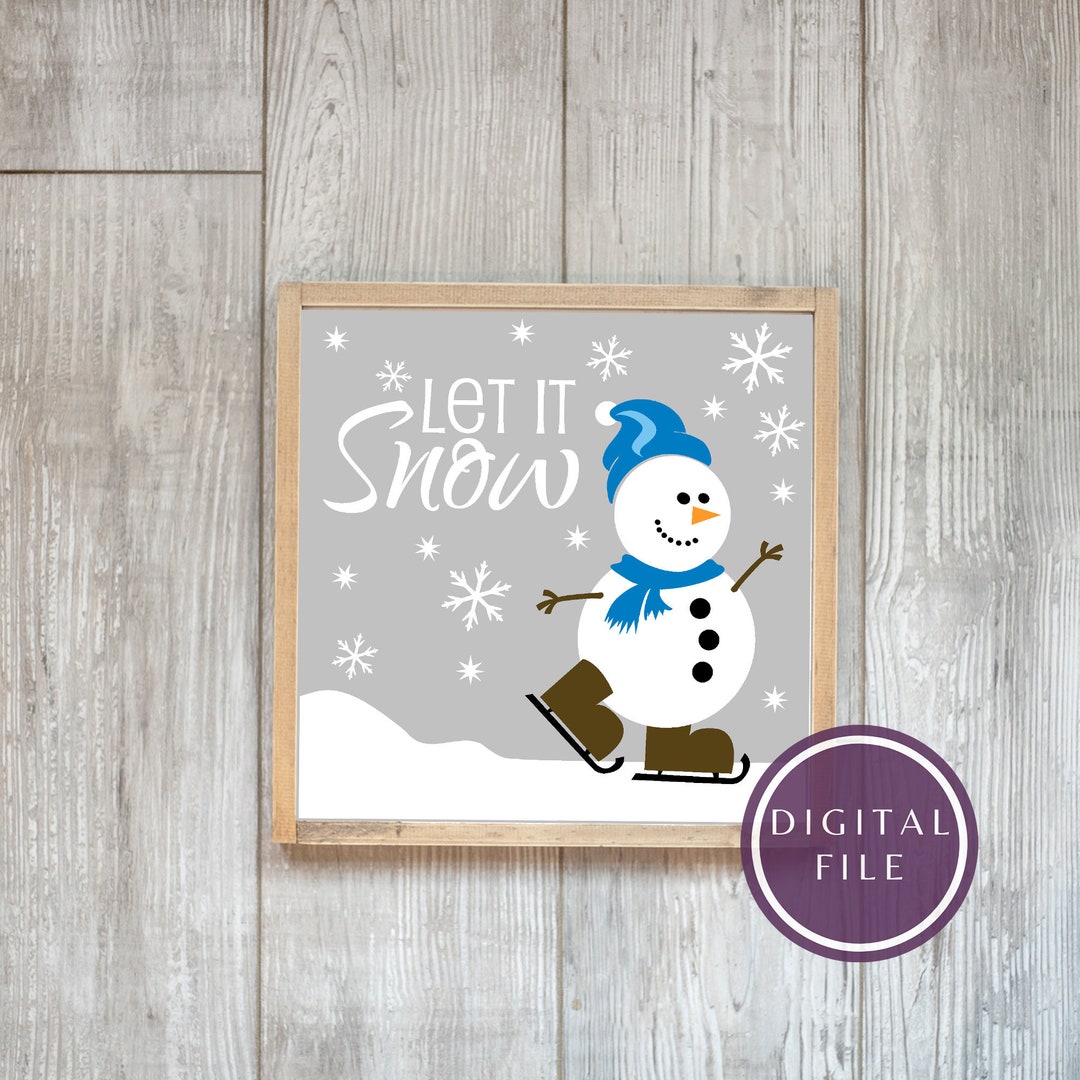 SVG Let It Snow / Cute Snowman Svg / Winter Scene / Glass Block Design ...