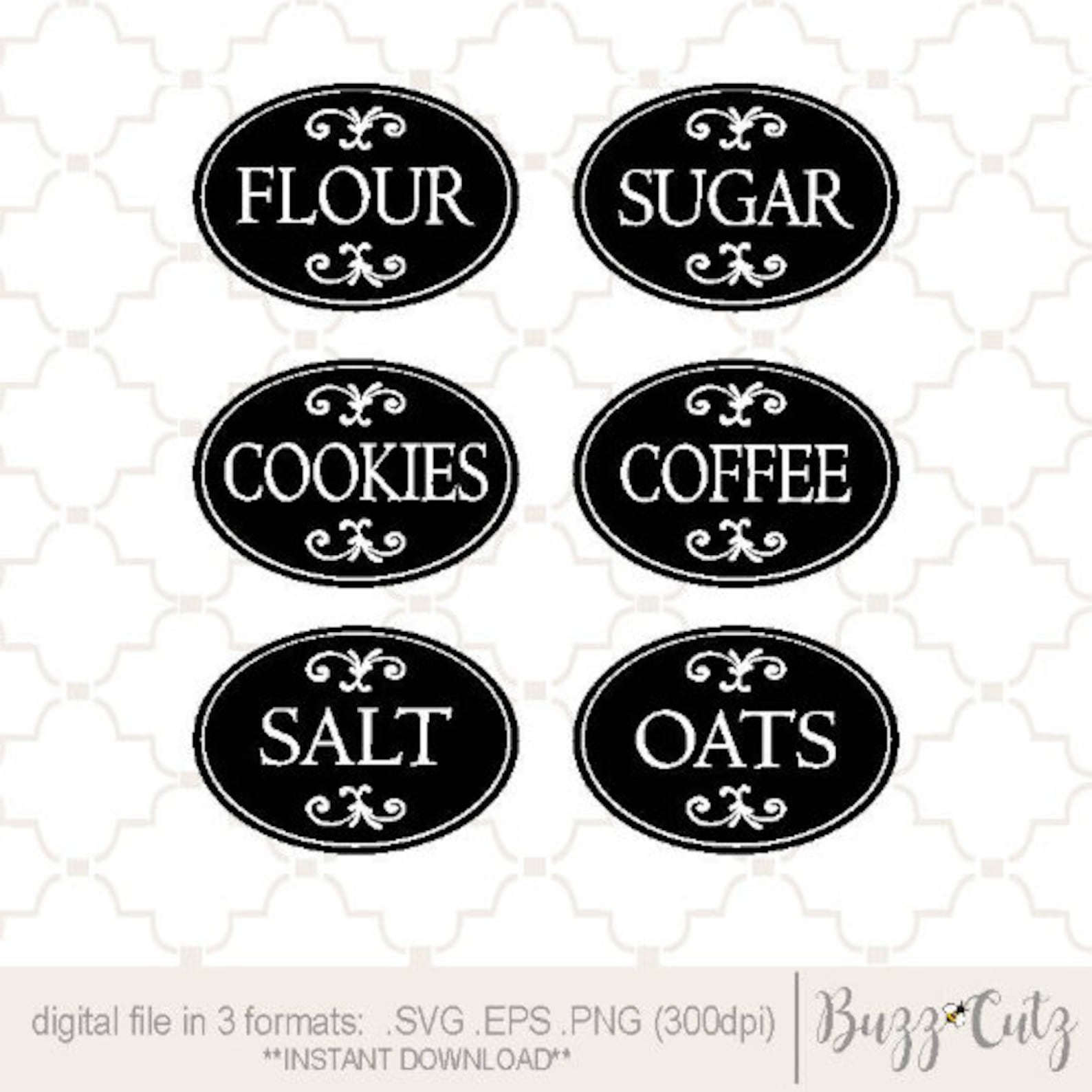 SVG Kitchen Jar Labels Labels Svg Flour Sugar Svg Cricut Etsy