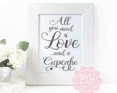 wedding cupcake svg, all you need pdf, wedding pdf, wedding printable, love and cupcake wedding, wedding favor cupcake, all you need is love