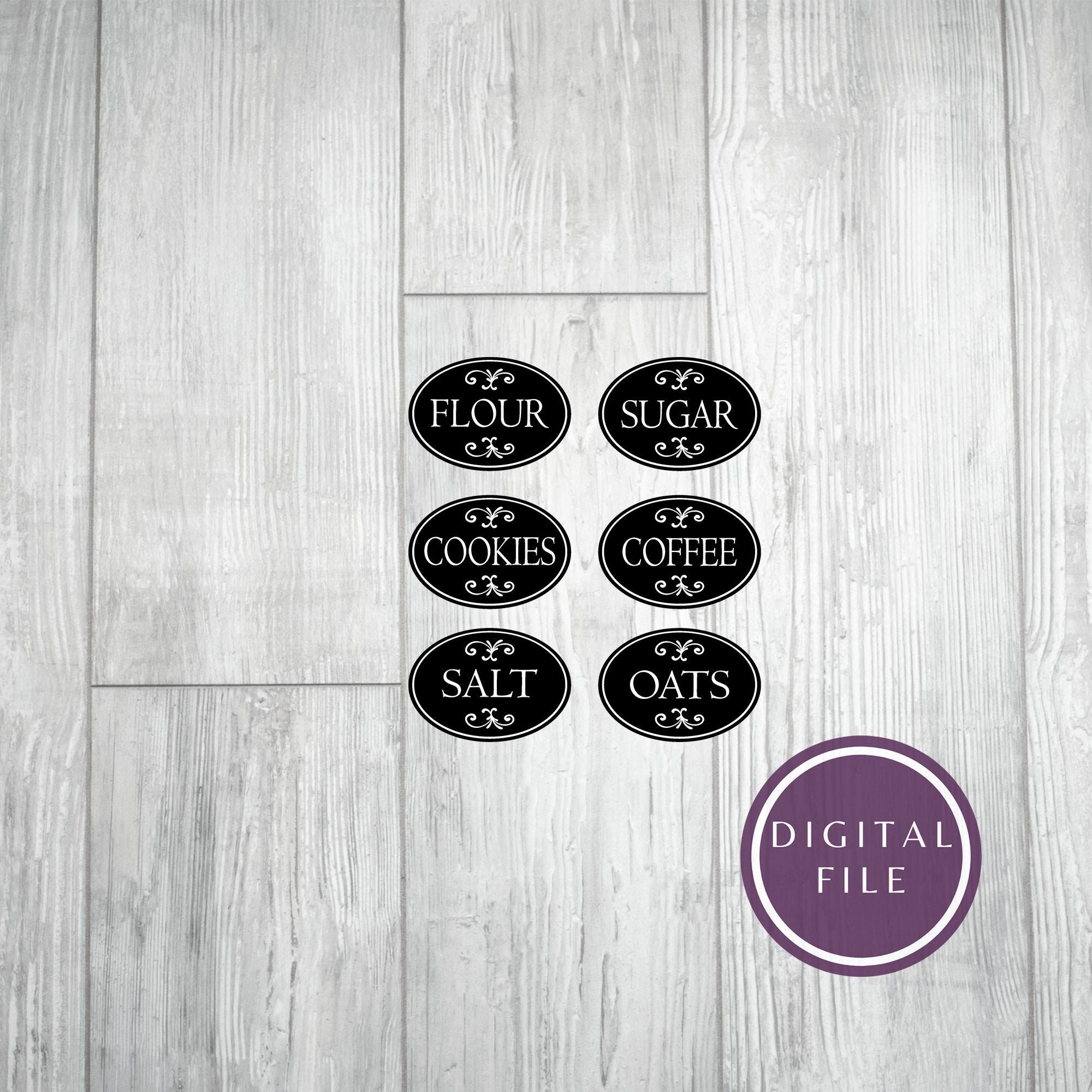 Svg Kitchen Jar Labels Labels Svg Flour Sugar Svg Cricut Etsy