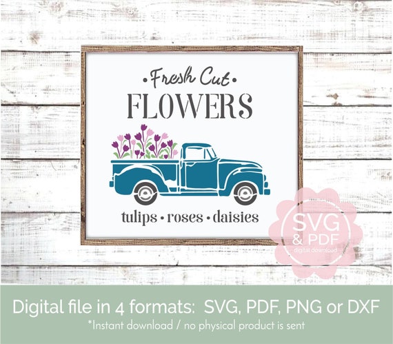 Free Vintage Truck With Flowers Svg 430 SVG PNG EPS DXF File