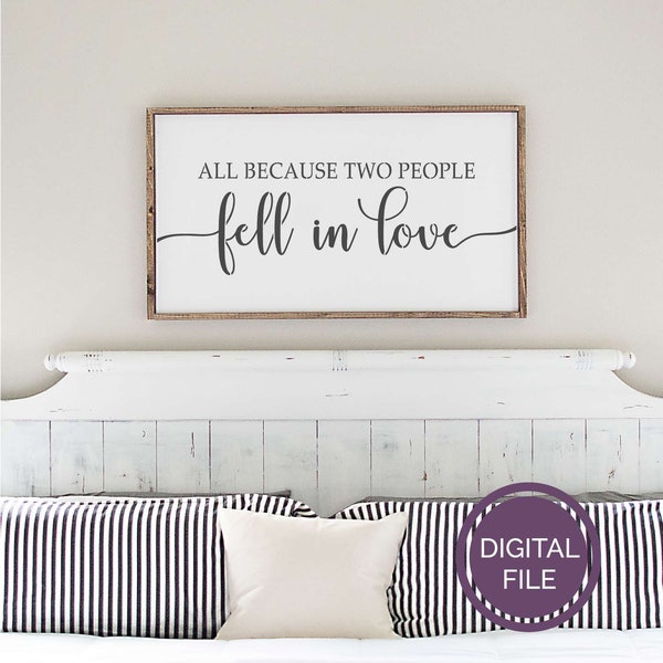 all because two people fell in love svg, all because printable, master bedroom svg, fell in love eps, calligraphy svg, all because png, dxf