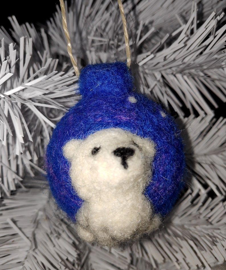 Needle felted Christmas ball Christmas ornament Baby polar bear looking for stars Ursa Major Constellation