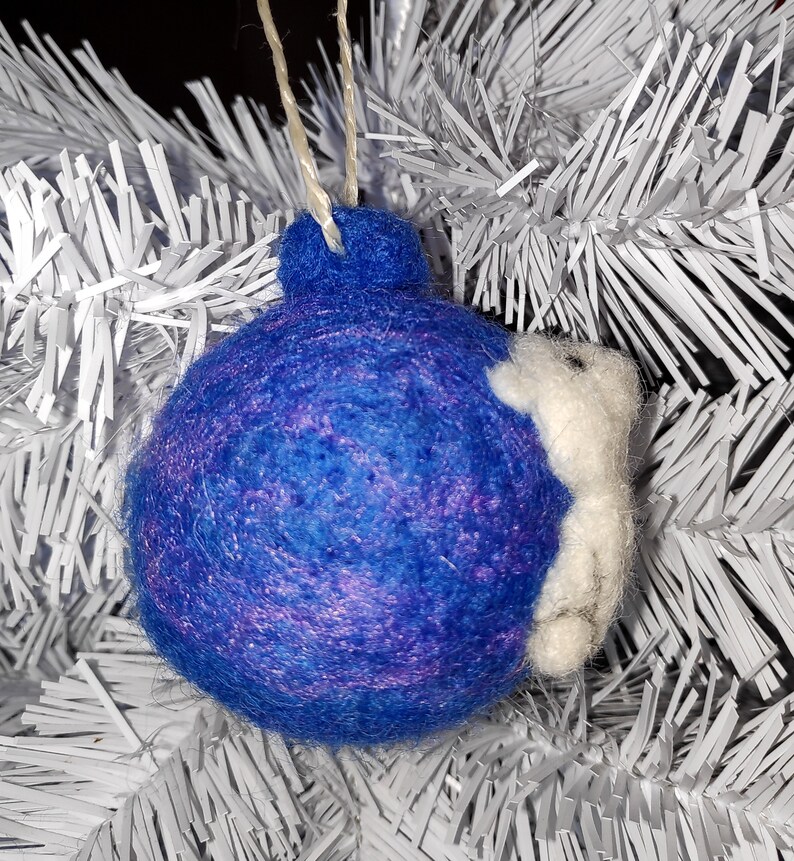 Needle felted Christmas ball Christmas ornament Baby polar bear looking for stars Ursa Major Constellation