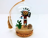 Flavia Milano Collectible Glass Memory Globe Native American Navajo Kachina Snowglobe Ornament, Kachina Doll Snowglobe Memory Globe, Gifts