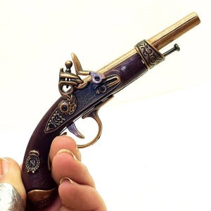 Miniature Replica Flintlock Pistol George Washington, Murdoch Scottish, Reproduction Miniature French Dueling Pistol, Wartime Miniature Gun image 2