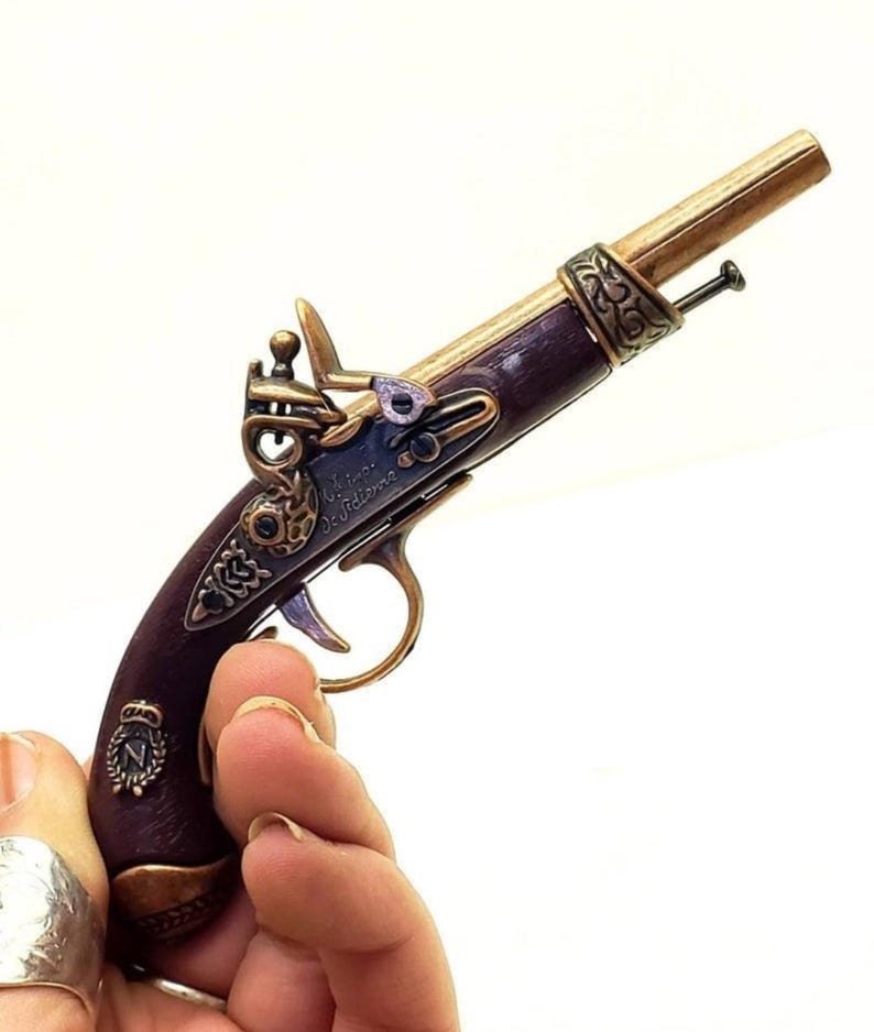 Miniature Replica Flintlock Pistol George Washington, Murdoch Scottish, Reproduction Miniature French Dueling Pistol, Wartime Miniature Gun image 2