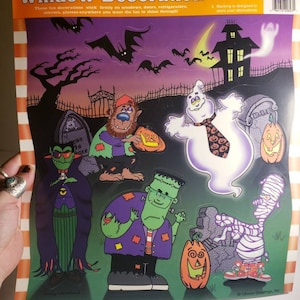 VTG Retro 1995 Halloween Friedhof Freunde gruselige Retro Fenster Aufkleber, Halloween Dekor