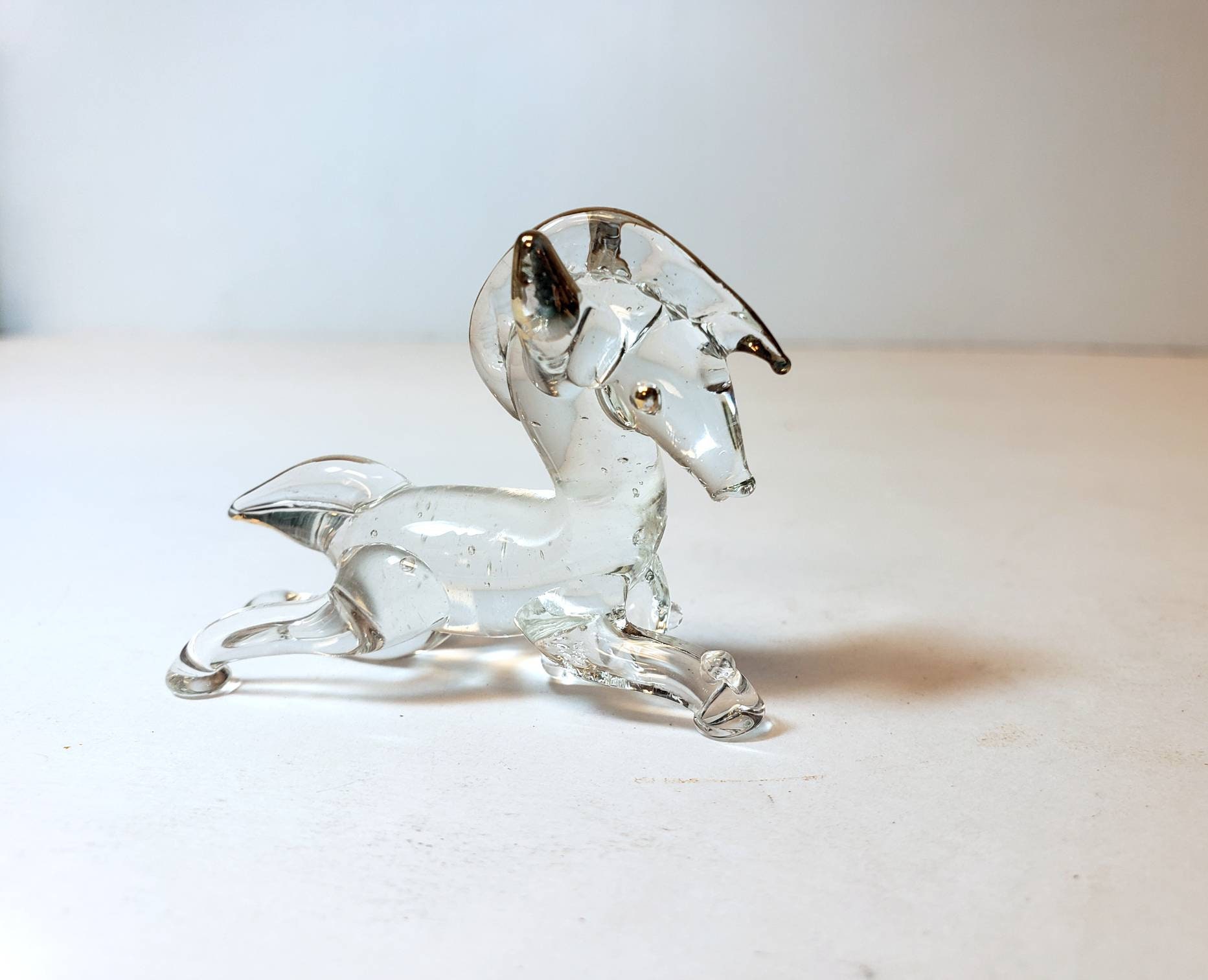 Vintage Hand Blown Glass Horse Figurine Miniature Glass Horse Etsy