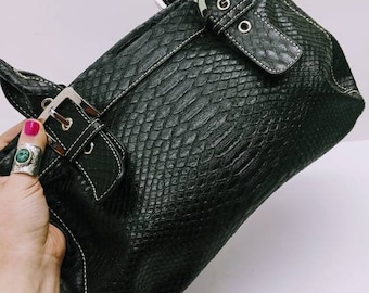 Vintage 90s 'nine West' Black Crocodile Embossed Faux Leather
