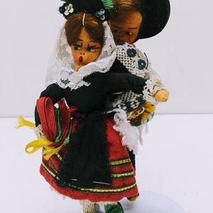 Vtg Spanish Flamenco Folk Dancers Dolls, Spain Flamenco Traditional Dance Cloth Dolls, Vintage Cloth Dolls Spanish Flamenco Dancing Pair Dol