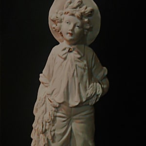 Vtg Adorable Chalkware Plaster Dutch Boy  Figurine, Outdoor Dutch Ceramics Bisque White Dutch Boy Garden Statuette Figurine
