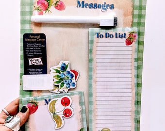 Cottagecore Magnetic Dry Erase Message Board and Kitchen Stationary Set, Cottage Kitchen Decor Magnetic To Do Lis