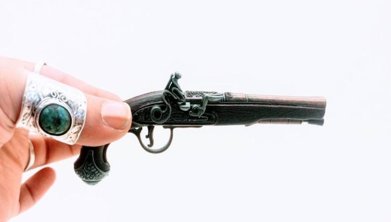 Miniature Replica Flintlock Pistol George Washington, Murdoch Scottish, Reproduction Miniature French Dueling Pistol, Wartime Miniature Gun George Washington