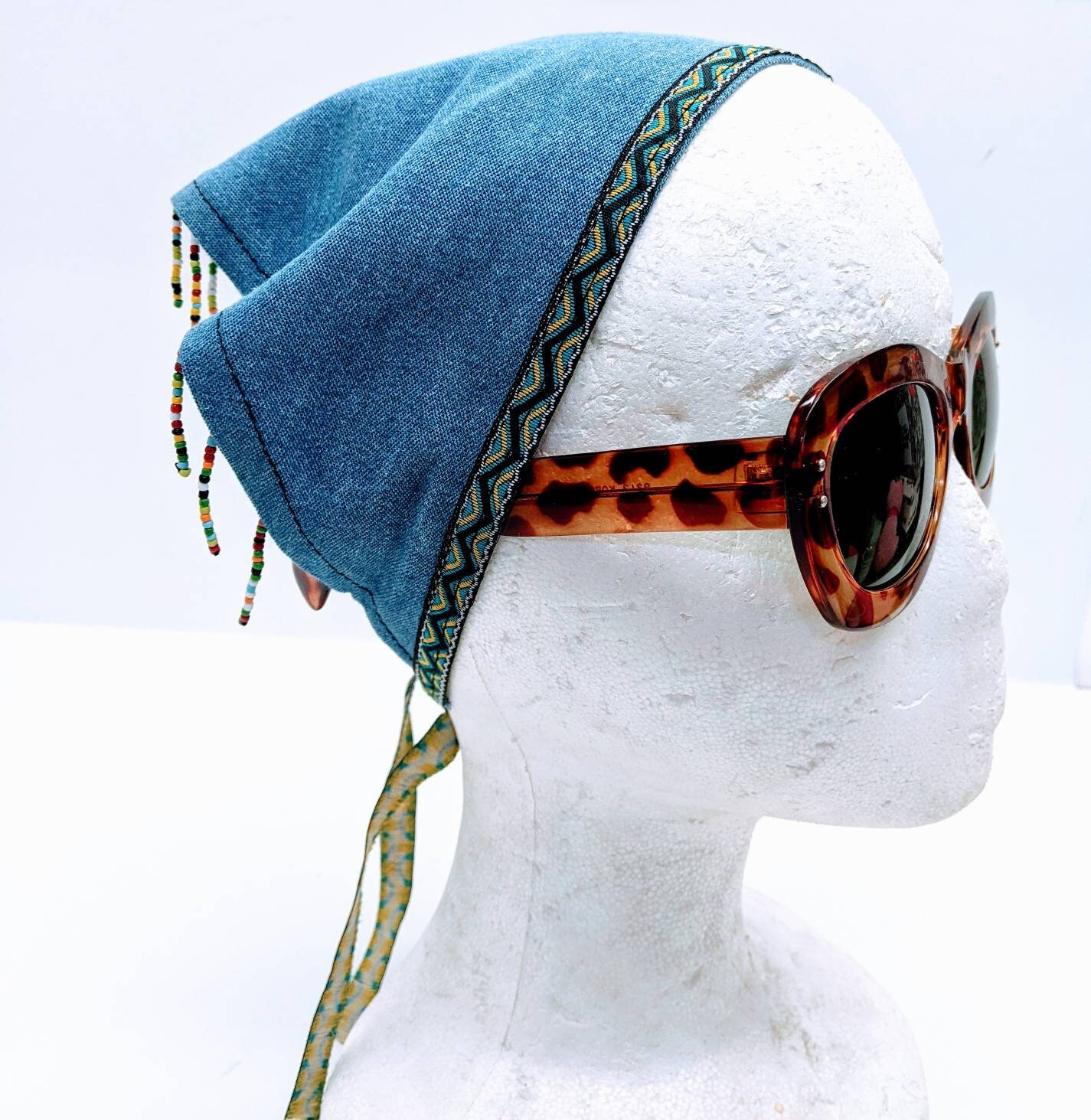 Vtg Retro Y2K/ Early 2000s Fashion Soft Denim Beaded Headband/ Etsy