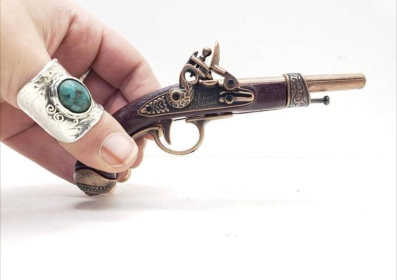 Miniature Replica Flintlock Pistol George Washington, Murdoch Scottish, Reproduction Miniature French Dueling Pistol, Wartime Miniature Gun Napoleon