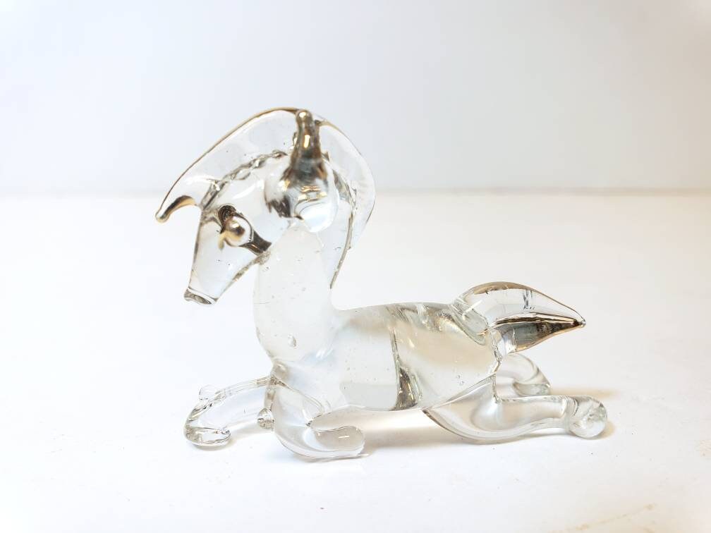 Vintage Hand Blown Glass Horse Figurine Miniature Glass Horse Etsy