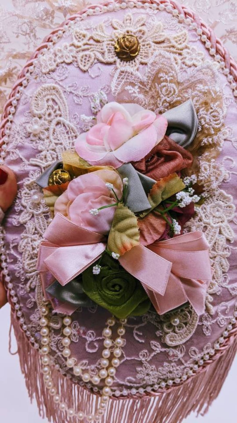 Victorian Vanity Decor 4 Pc Set Pink Lace and Pearl Plush Wall Etsy