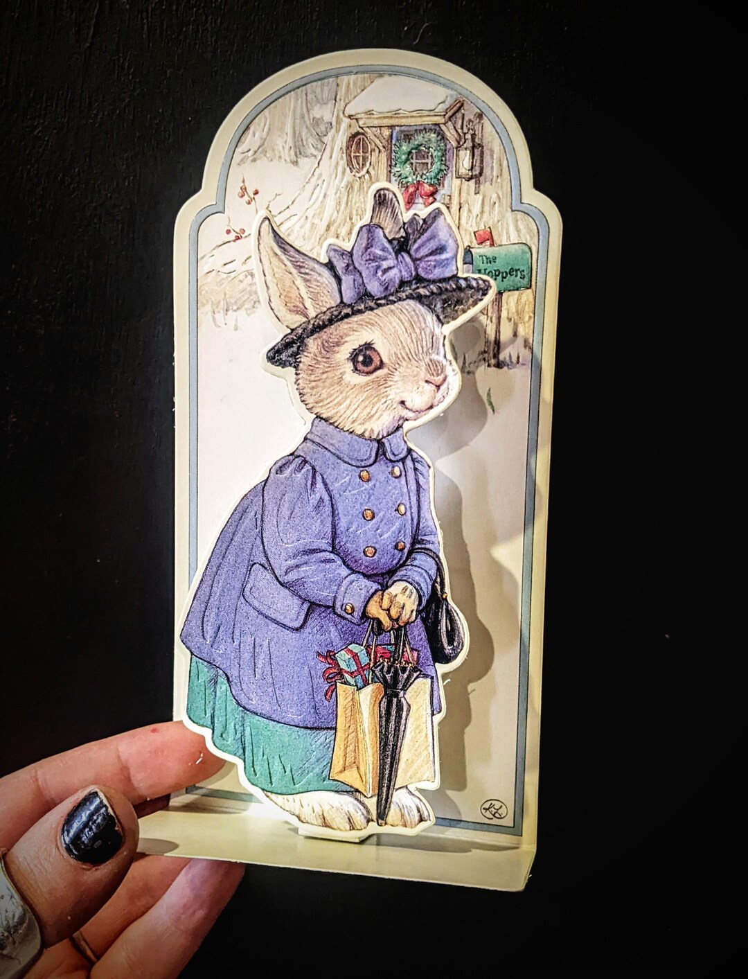 Vtg 1991 Anthropomorphic Bunny Kathy Lawrence Artwork Hopper Family Pop ...