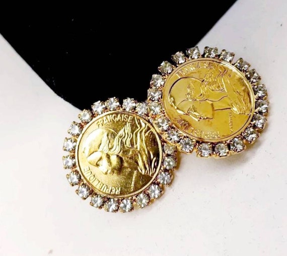 French Coin Jewelry, French Coin Jewelry Set, French coin earrings, Coin Jewelry, Vintage Coin Jewelry Set