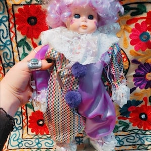 80s Jester Clown Child Doll, Vintage Clown Dolls, Vintage Jester Dolls, Retro Clown, Clown Kid Doll, 1980s Dolls