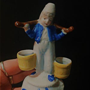 Vtg 1950s Adorable Japan Dutch Boy Planter Figurine, Occupied Japan Ceramics Bisque Hand Painted Dutch Boy Statuette Figurine Planter