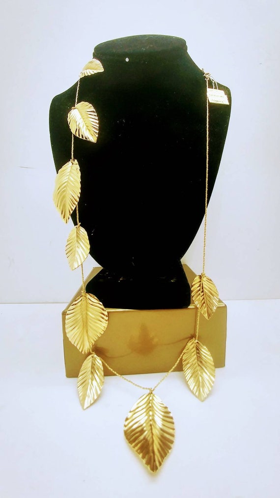 Vtg Retro 1990s NOS Napier Gold Leaf Strand Neckl… - image 1