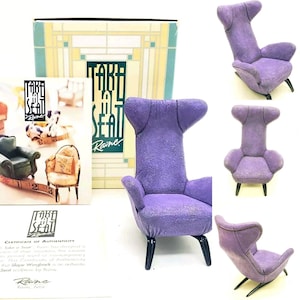 Purple Slope WingbackChair Minature Mini Dollhouse Furniture Chair Modern Dollhouse Decor Chic