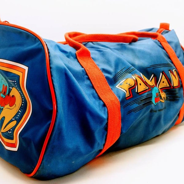 Vtg 1982 Pac Man Gym Bag/ Duffle bag, Vintage Pacman Bag, Vintage Pacman Collectibles, 1980s Pacman, 1980s Pac Man Collectible Duffle Bag