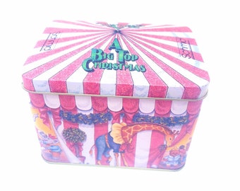 Circus Tent Cookie Tin, Circus Animal Cookie Jar, Carnival Cookie Tin, Circus Animal Metal Cookie tin