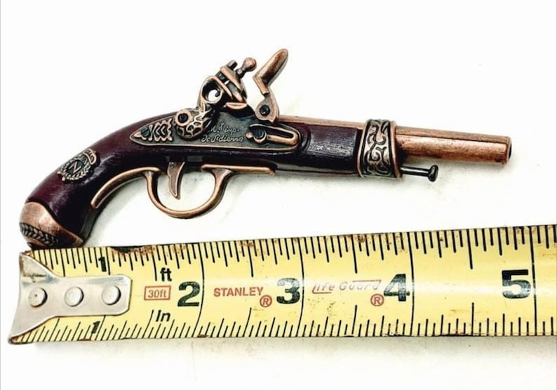 Miniature Replica Flintlock Pistol George Washington, Murdoch Scottish, Reproduction Miniature French Dueling Pistol, Wartime Miniature Gun image 3