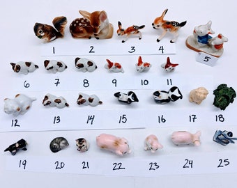 Miniature Animal Sculptures, Vintage Collectible Miniature Animal Porcelain Figurines for Dollhouse, Mini Porcelain