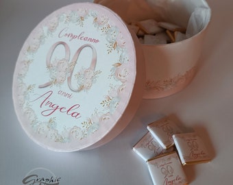 Cioccolatini e scatola personalizzati tema compleanno