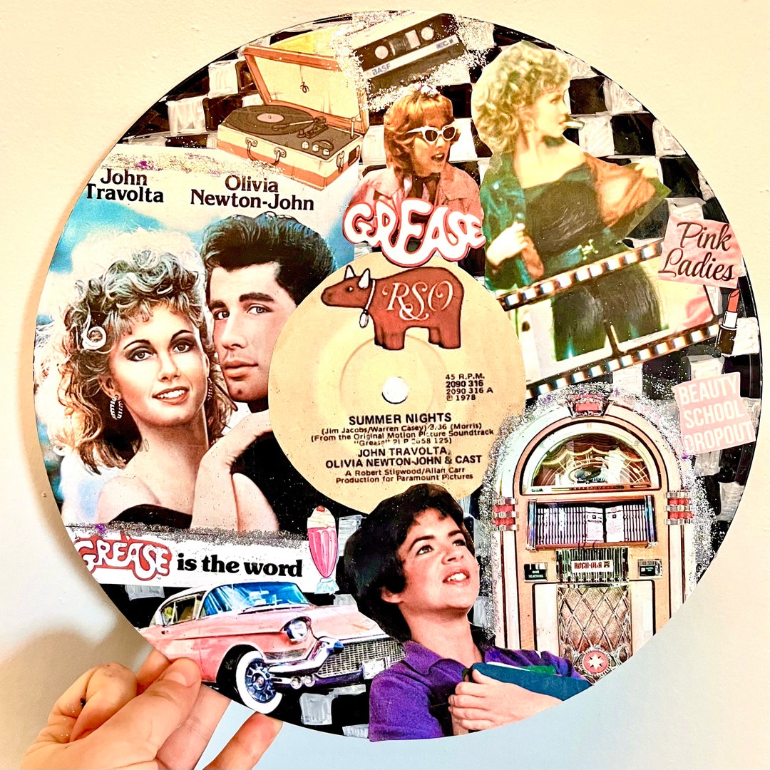 Grease Vinyl Record Art Vintage Retro Repurposed John Travolta Etsy